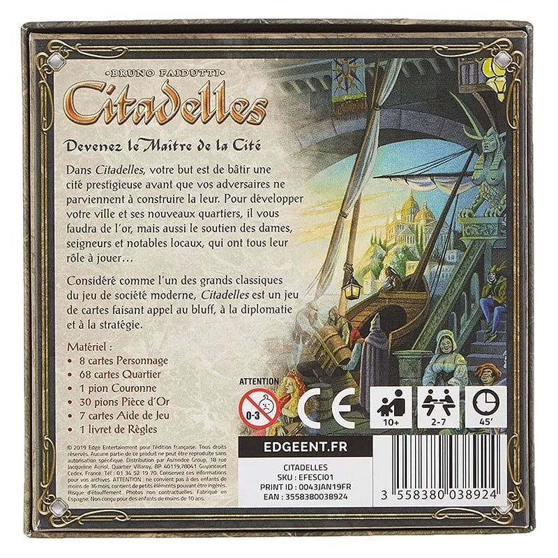 Acheter le Jeu Citadelles : Edition classique - un jeu tout public à partir  de 10 ans et + pour 2 à 7 joueurs