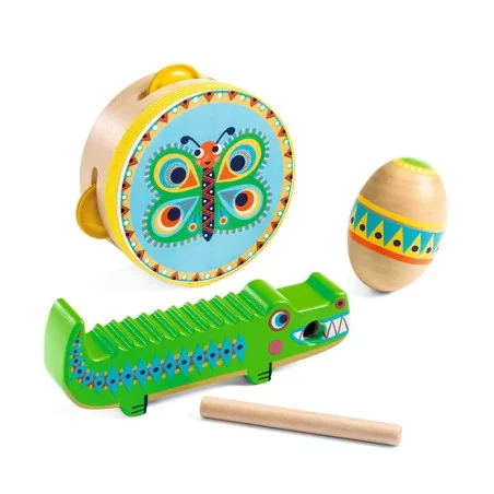 Set de 3 instruments Tambourin-Maracas-Guiro 