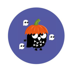 Badge/Magnet Chouette Citrouille Halloween 