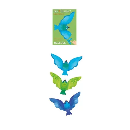 Set de 3 oiseaux équilibristes bleu/vert 