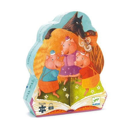 Puzzle silhouette Les 3 petits cochons - 24 pièces - Djeco