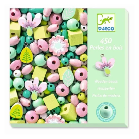 Perles en bois : feuilles et fleurs Perles en bois : feuilles et fleurs