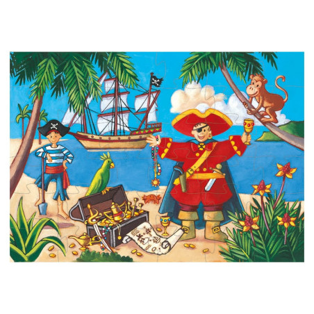 Puzzle silhouette Le pirate et son trésor - 36 pièces - Djeco