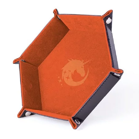 Piste de dés hexagonale - similicuir - orange