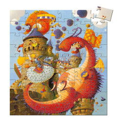Puzzle silhouette Vaillant et les dragons - 54 pièces - Djeco