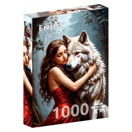 Puzzle 1000 pièces - Lady and the wolf