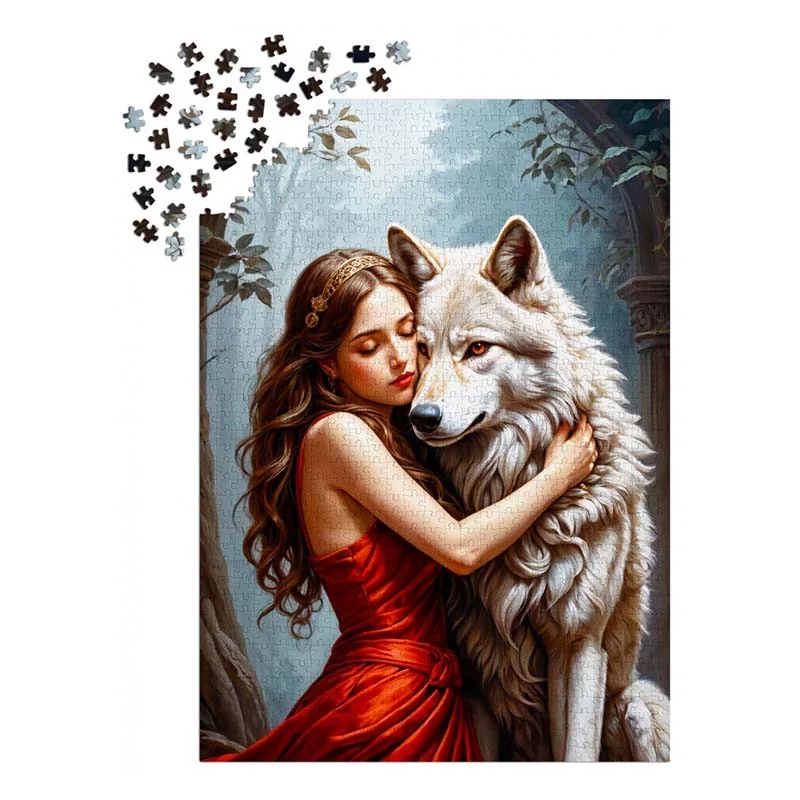 Puzzle 1000 pièces - Lady and the wolf