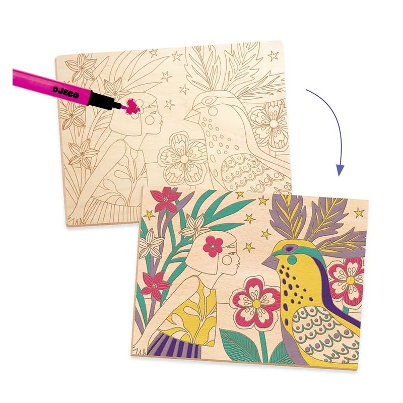 Coloriage sur bois : Sweet Girls - Djeco Coloriage sur bois : Sweet Girls - Djeco
