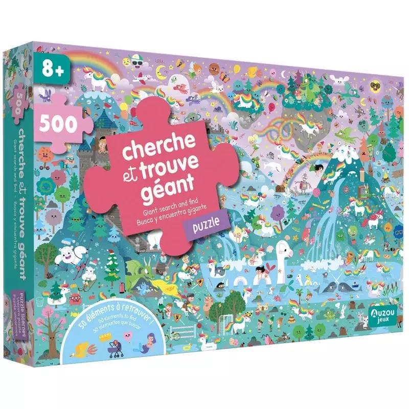 Mon puzzle Cherche et Trouve géant (500 pièces) - Licornes