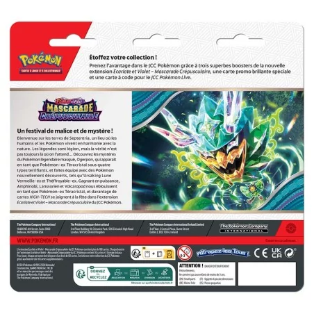 Pokémon : Pack 3 Boosters Mascarade Crépusculaire