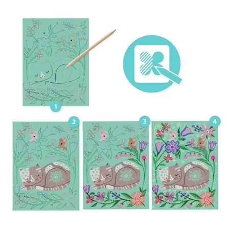4 cartes à gratter : Rencontres Djeco