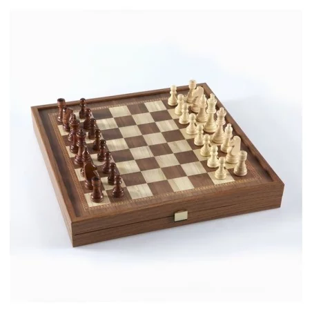 Échecs Backgammon 27cm Noyer