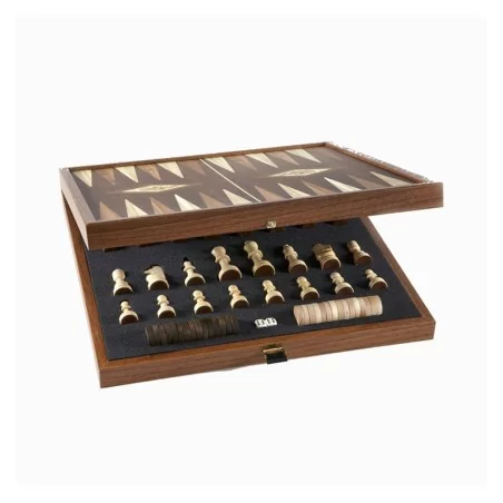 Échecs et Backgammon 41cm en Noyer