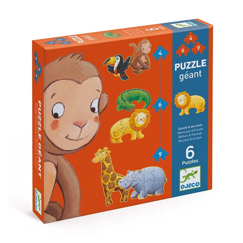 Puzzle Géant Ouistiti et ses amis - 6 puzzles évolutifs 4, 6 et 9 pièces - Djeco