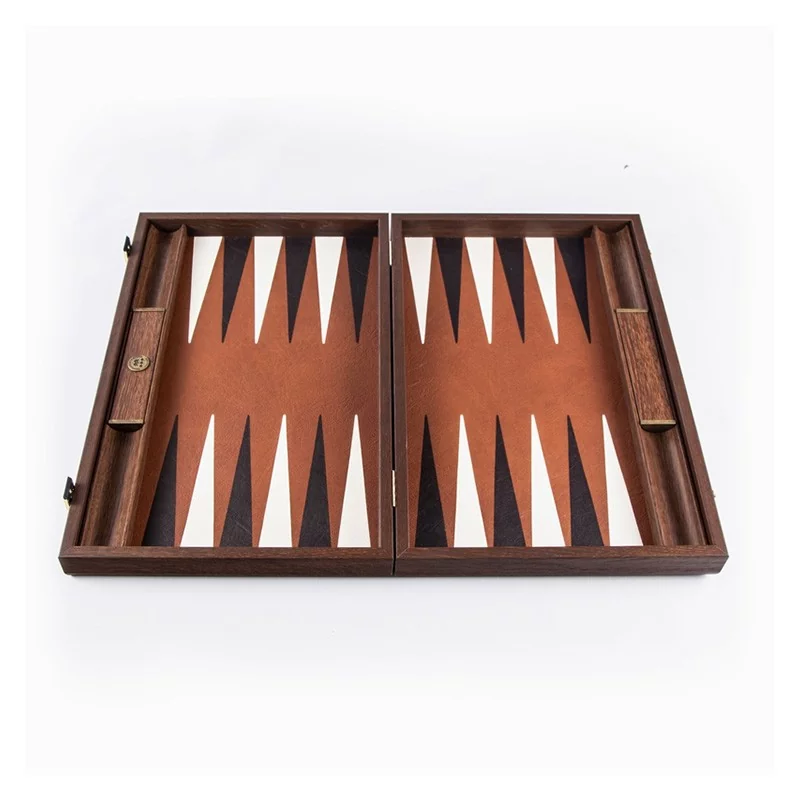 Backgammon Manopoulos 48 cm - Simili cuir caramel