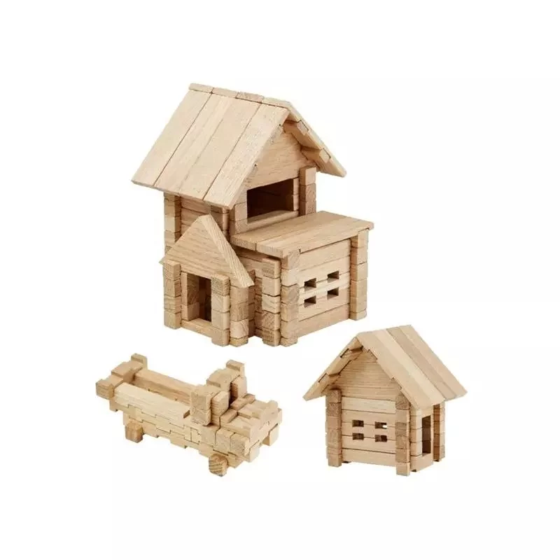 Jeu de construction en bois - Maison avec garage (75 pièces) Jeu de construction en bois - Maison avec garage (75 pièces)