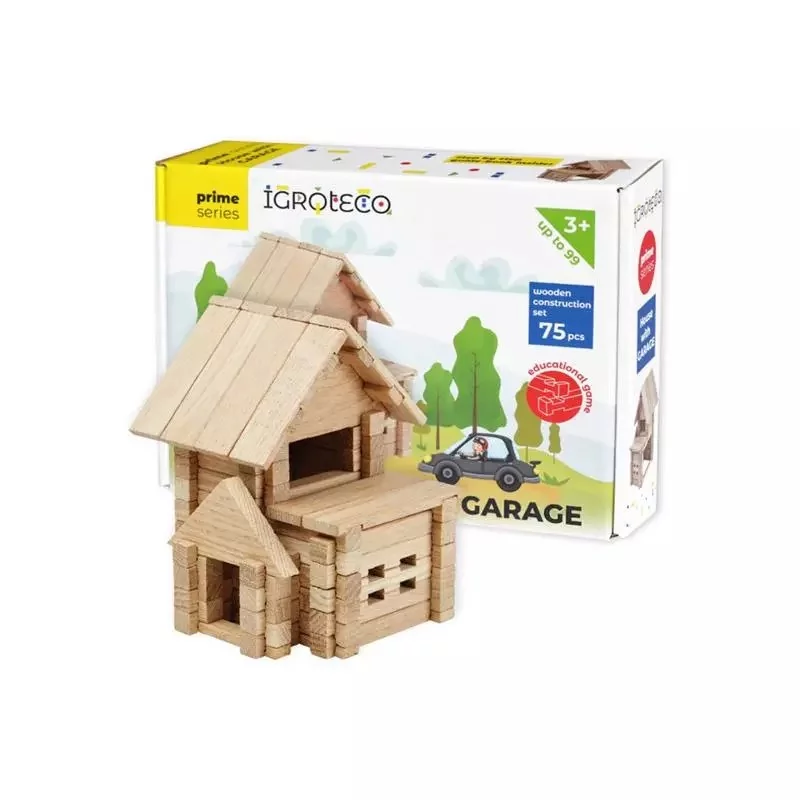 Jeu de construction en bois - Maison avec garage (75 pièces) Jeu de construction en bois - Maison avec garage (75 pièces)
