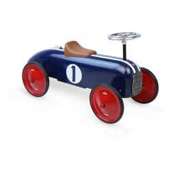 Porteur voiture de course bleue vintage 