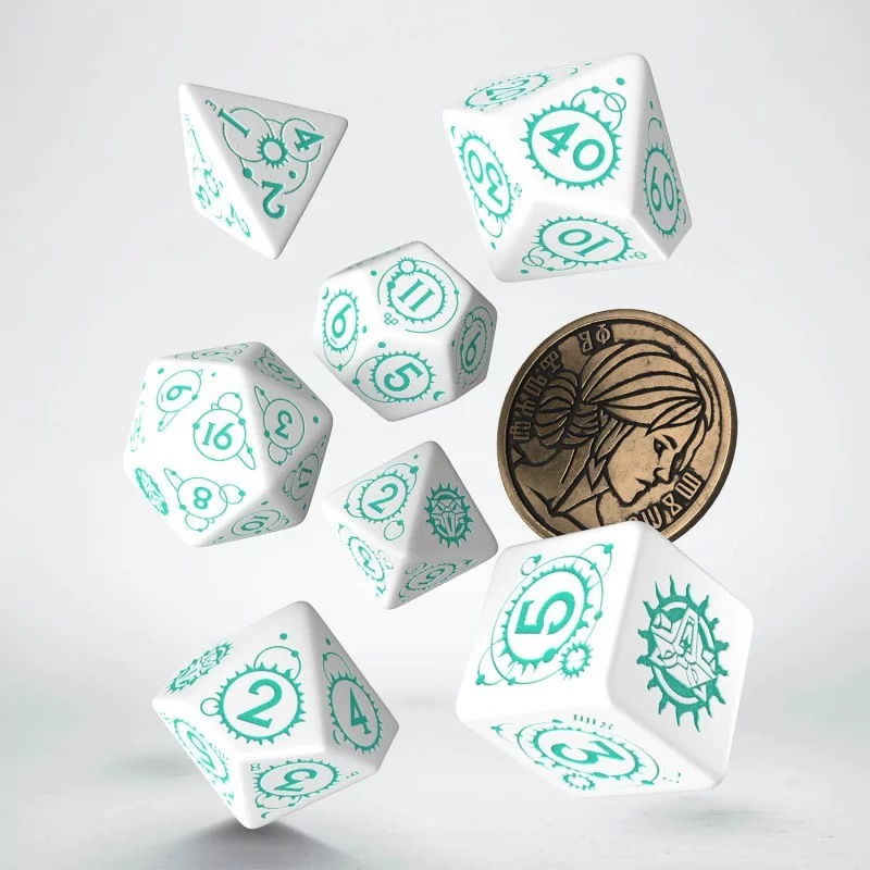 Lot de 7 dés avec pièce - The Witcher- Ciri Lot de 7 dés avec pièce - The Witcher- Ciri