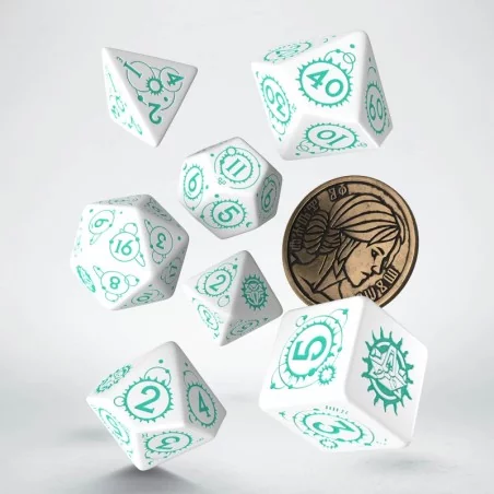Lot de 7 dés avec pièce - The Witcher- Ciri Lot de 7 dés avec pièce - The Witcher- Ciri