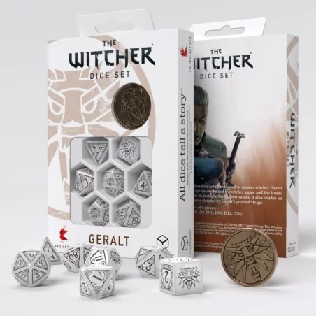 Lot de 7 dés avec pièce - The Witcher - Geralt de Riv