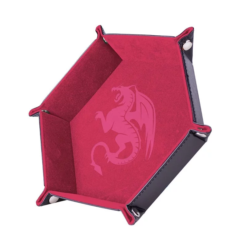 Piste de dés hexagonale - similicuir - Rose - Pink Dragon