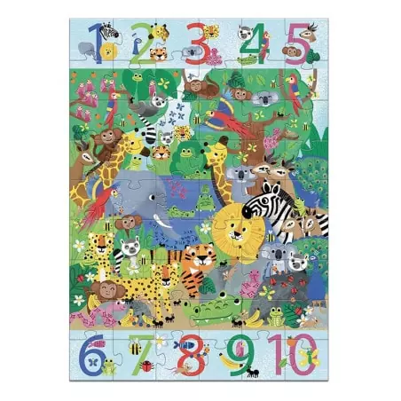 Puzzle Géant 1 à 10 Jungle - 54 pièces - Djeco