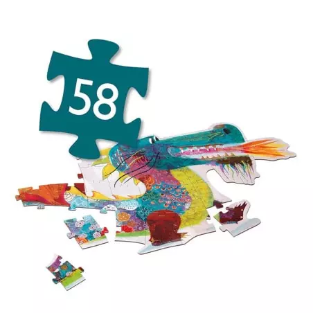 Puzzle Géant Léon le dragon - 58 pièces - Djeco - Enfant 5 ans et plus