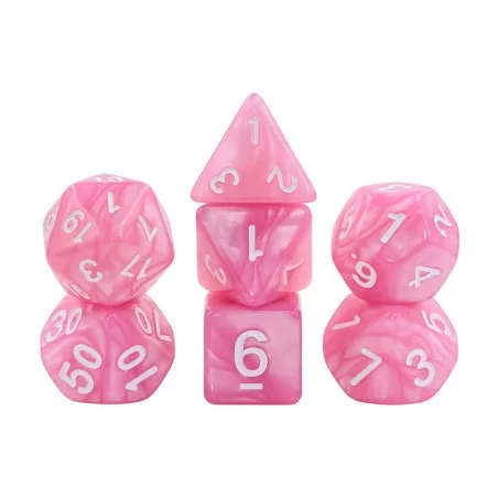Lot de 7 Dés multiformat en boîte – Rose nacré Lot de 7 Dés multiformat en boîte – Rose nacré