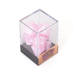 Lot de 7 Dés multiformat en boîte – Rose nacré