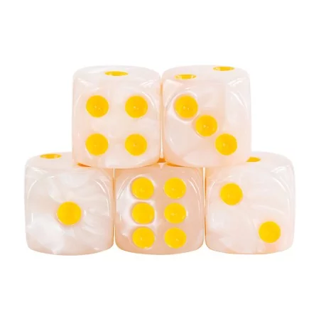 Lot de 5 Dés 6 faces – White Pearl Lot de 5 Dés 6 faces – White Pearl