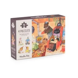 Puzzles Une belle journée - Les Minouchkas (4x12 pièces)
