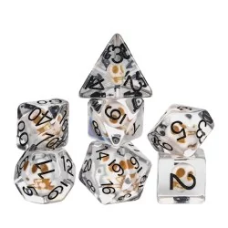 Lot de 7 dés résine gamme Insert en boîte - Crâne