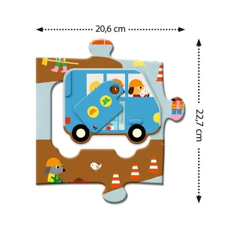 Puzzle Géant - Le chantier - 12pcs + 5pcs - Djeco Puzzle Géant - Le chantier - 12pcs + 5pcs - Djeco