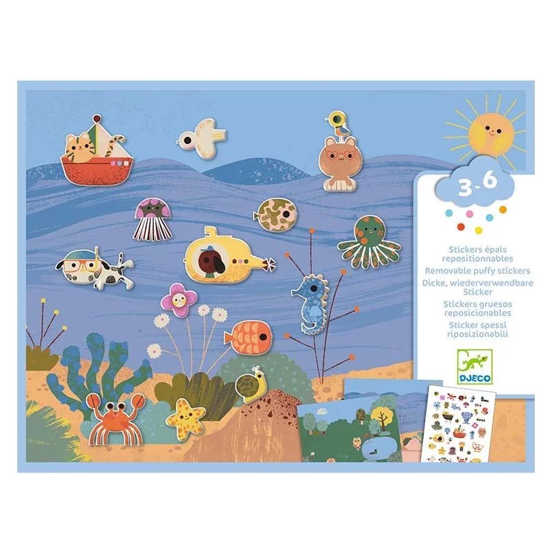 Stickers épais repositionnables Summertime - Djeco Stickers épais repositionnables Summertime - Djeco