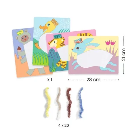 Kit créatif Laine & scratch - Avec un chapeau - Djeco Kit créatif Laine & scratch - Avec un chapeau - Djeco