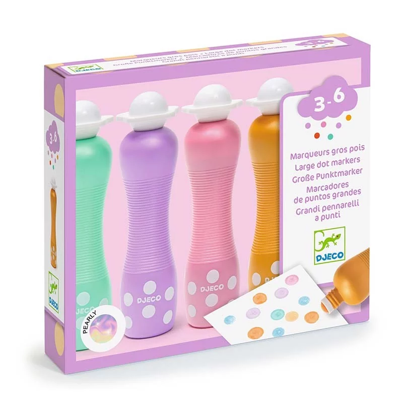 4 marqueurs gros pois Pearly - Djeco 4 marqueurs gros pois Pearly - Djeco