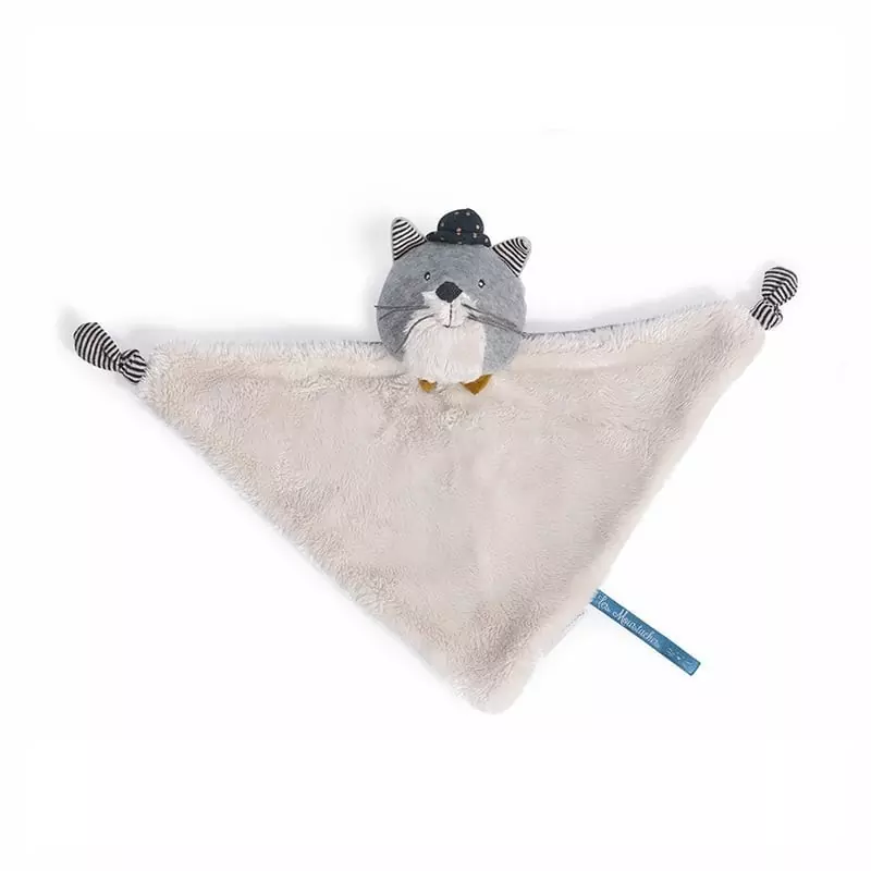 Doudou chat gris clair Fernand (Les Moustaches) 