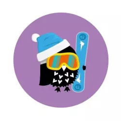 Badge/Magnet Chouette Snowboarder 