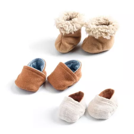 3 paires de chaussons de poupée Poméa