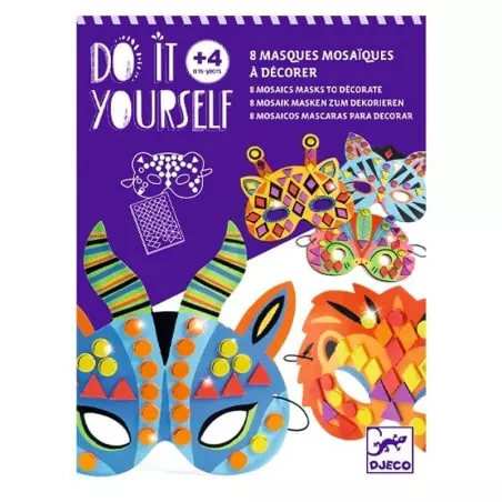 8 masques mosaïques à décorer - Animaux de la jungle - Do it yourself Djeco