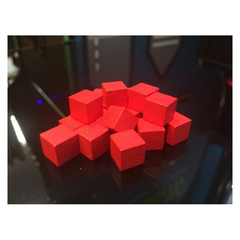 Cube en bois 8mm rouge 